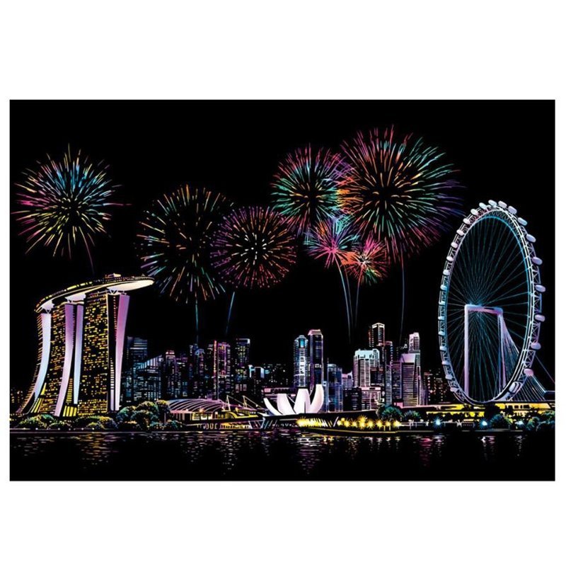 Magiczna Zdrapka Panorama Singapuru 40x28 cm
