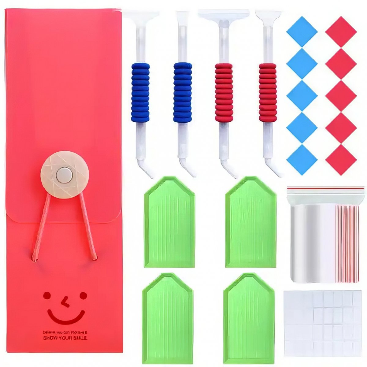 Kieszonkowy Zestaw Narzędzi do Haftu Diamentowego - Czerwony