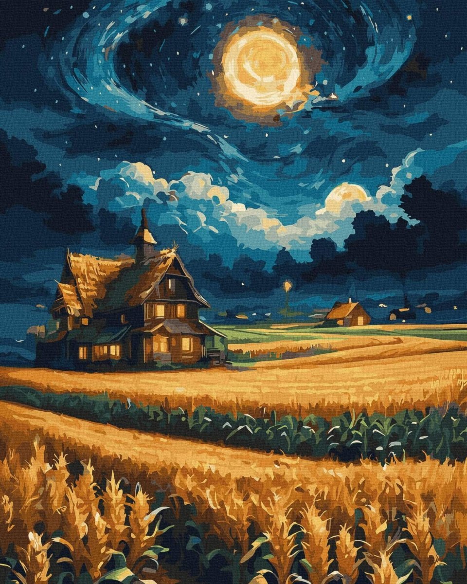 Malowanie Po Numerach Zestaw Złote Noce 40x50 Złota Farba