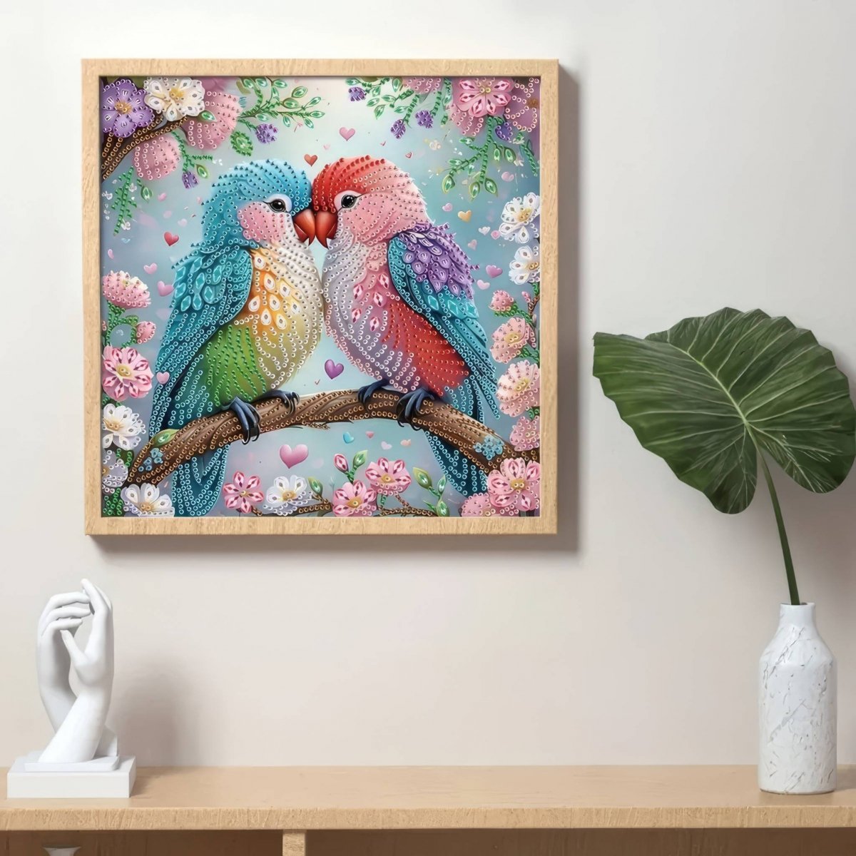 Haft Diamentowy Zakochane Papużki 30x30 cm