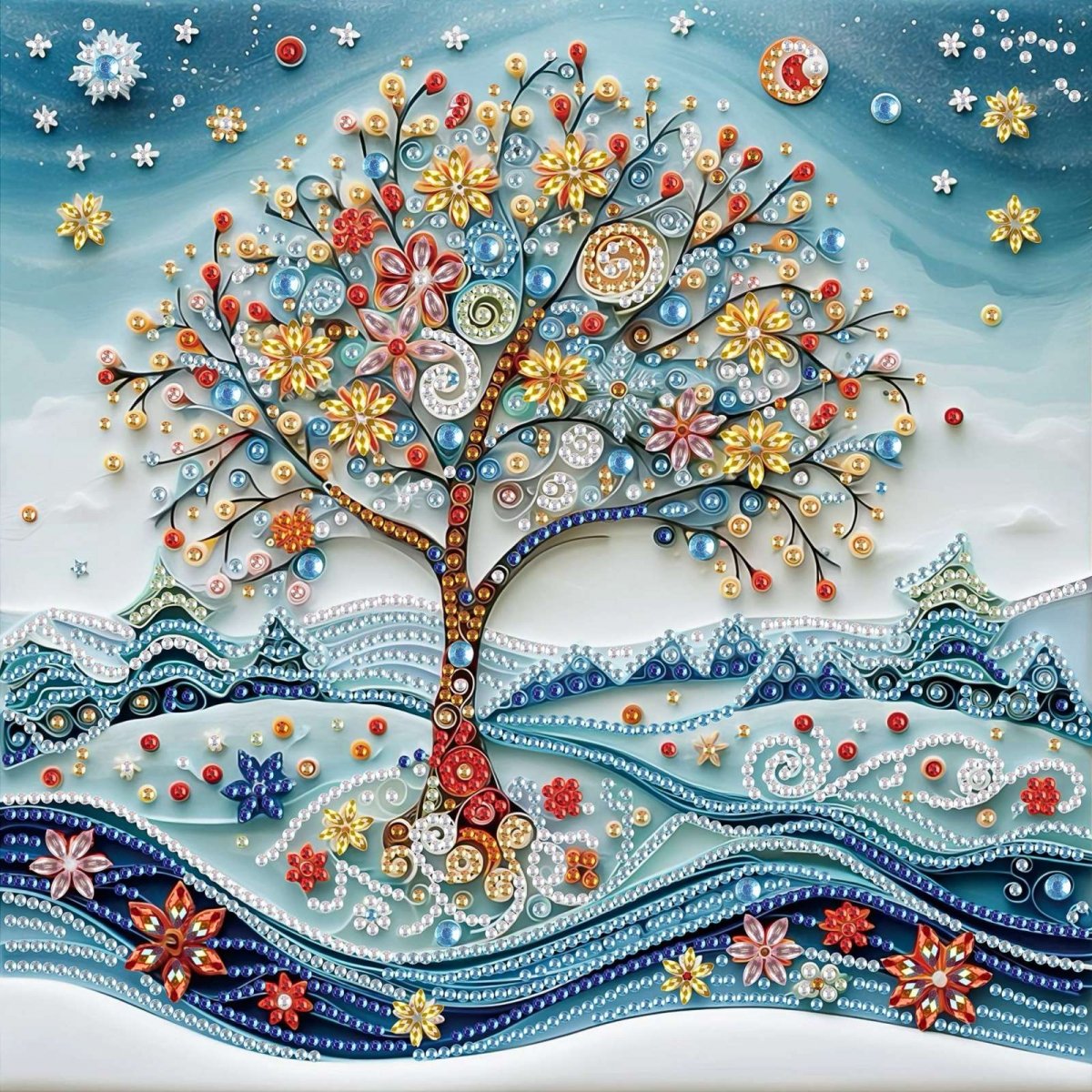 Haft Diamentowy Zimowy Ogród 30x30 cm