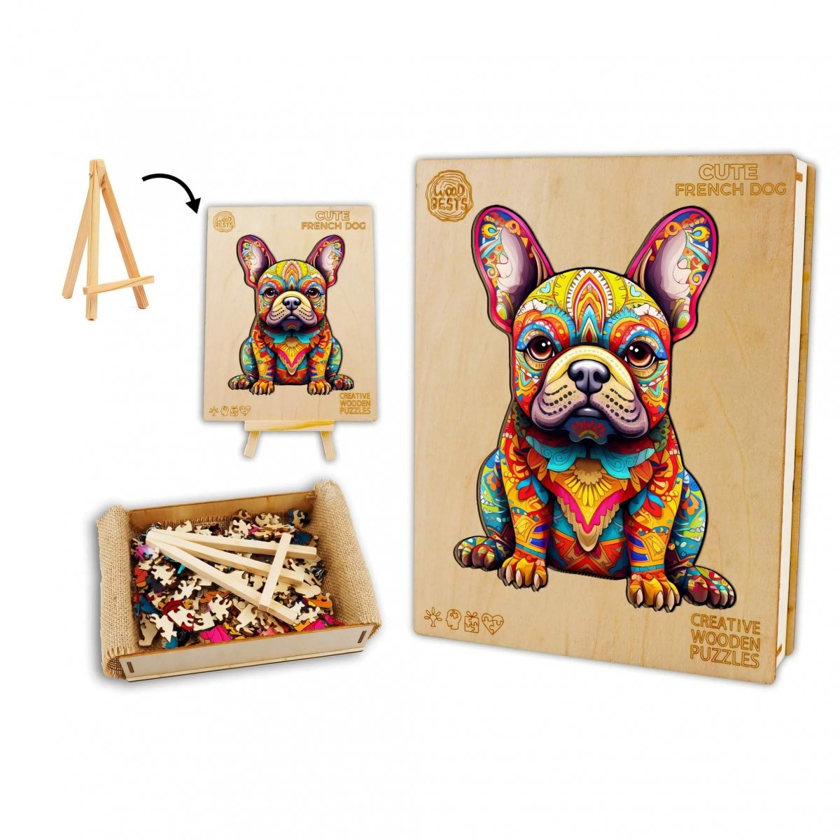 Puzzle Drewniane Słodki Buldożek M