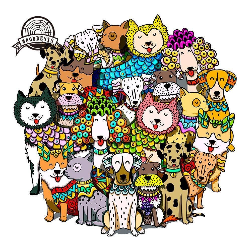 Puzzle Drewniane Psi Świat M
