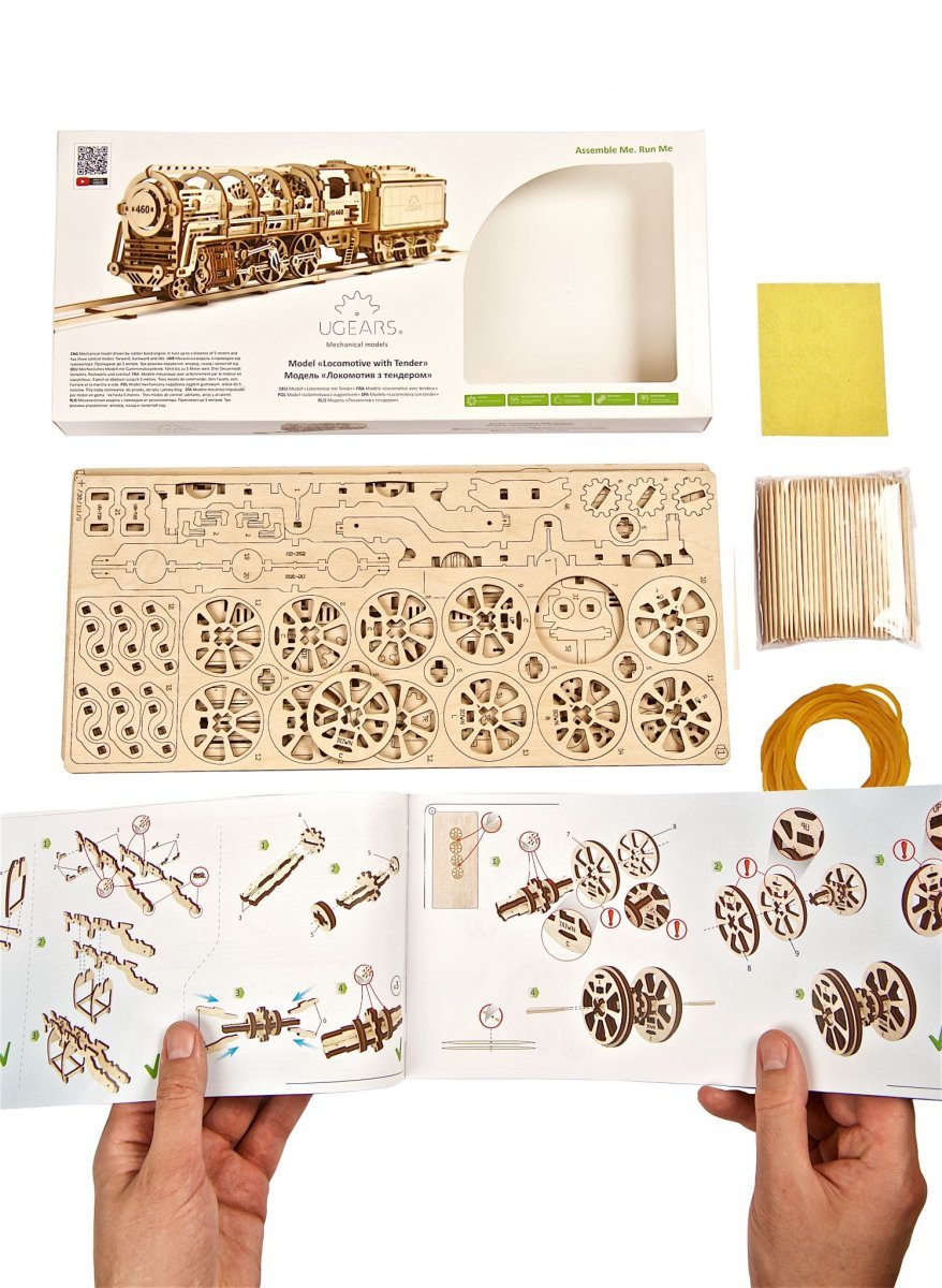 Puzzle 3D Drewniane Lokomotywa UG 460 uGEARS