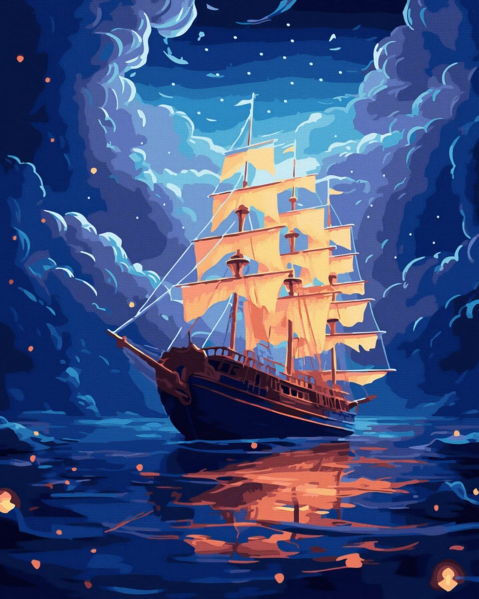 Malowanie Po Numerach Zestaw Magiczny Statek 40x50
