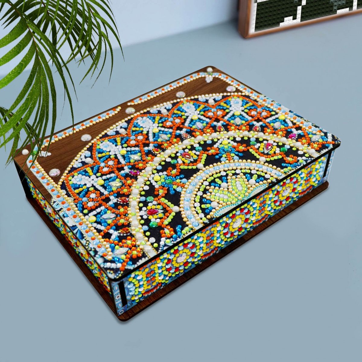 Haft Diamentowy Ozdobne Pudełko Szkatułka - Koronkowa Mandala