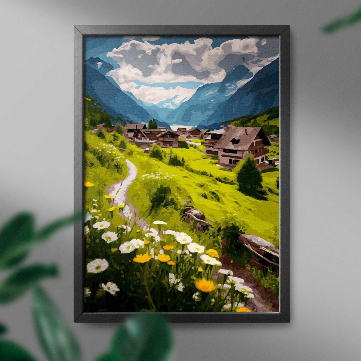 Malowanie Po Numerach Zestaw Wioska w Górach 40x50