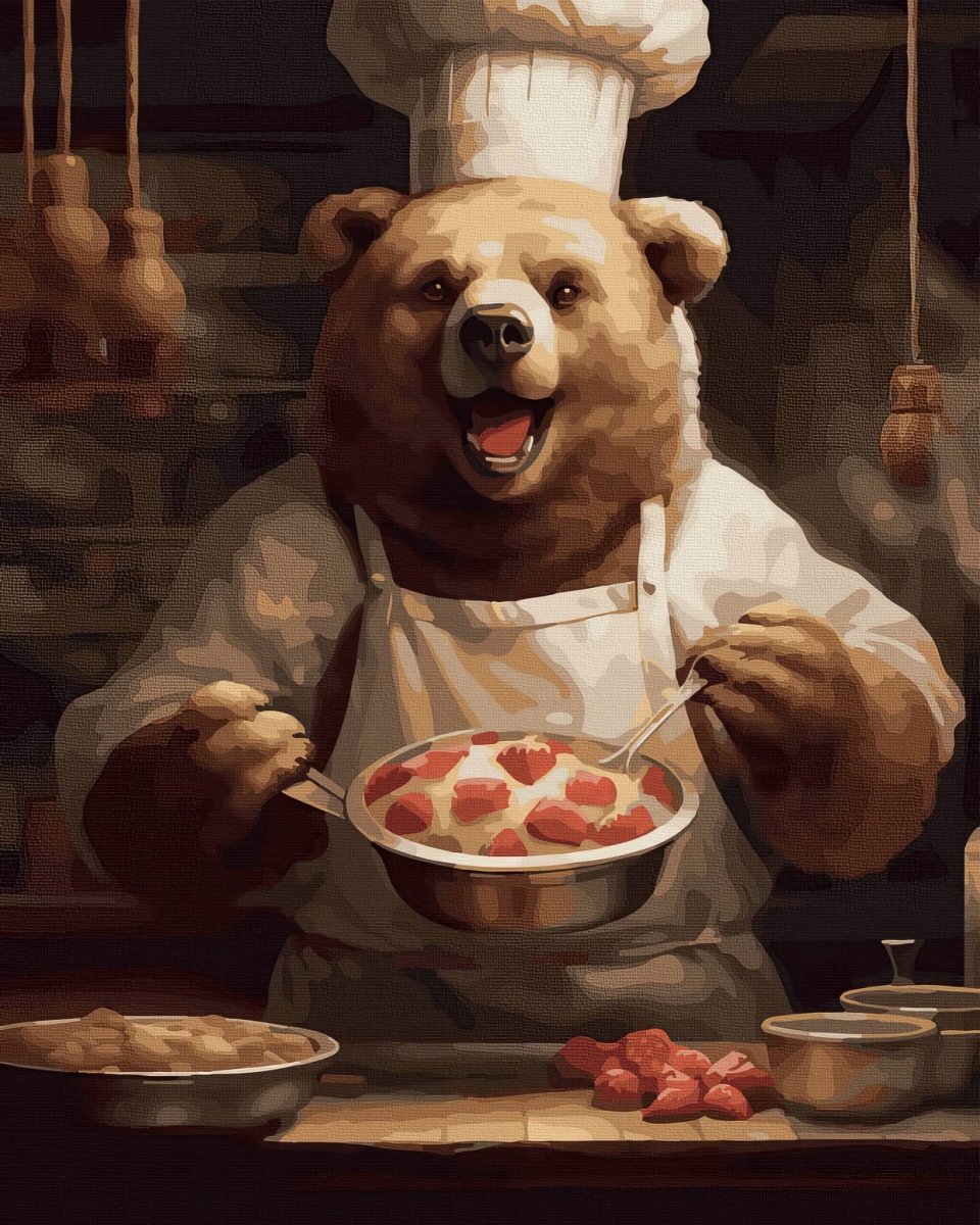 Malowanie Po Numerach Zestaw Niedźwiedź Kucharz 40x50