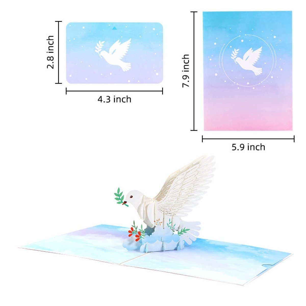 Kartka Pocztowa Okolicznościowa 3D Pop-up Ptaki - Gołąbek Pokoju