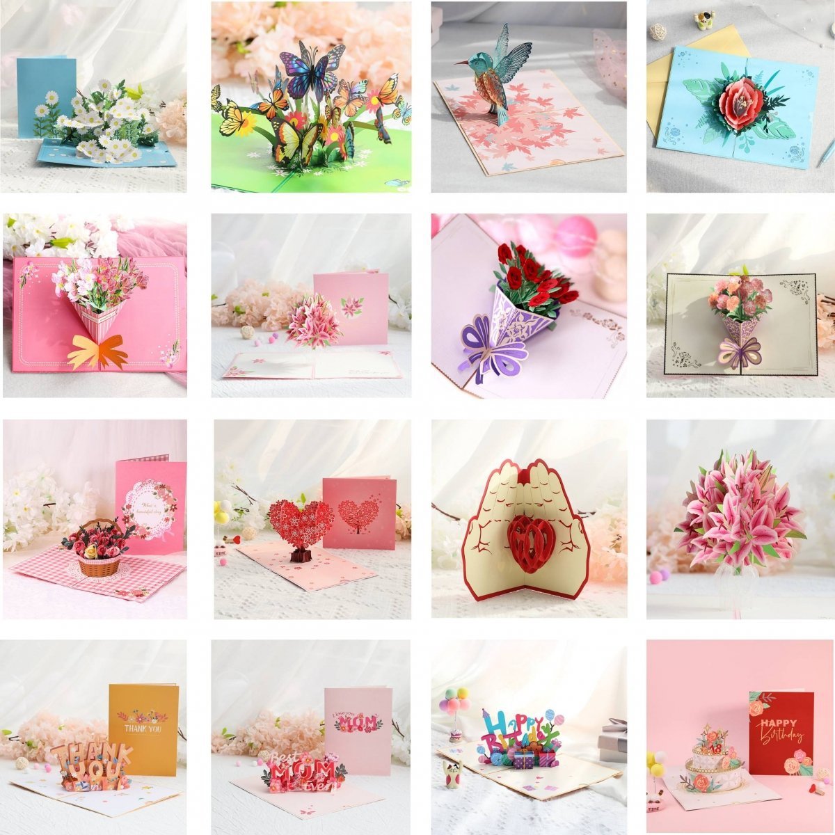 Kartka Pocztowa Okolicznościowa 3D Pop-up Kwiaty - Pastelowy Urok