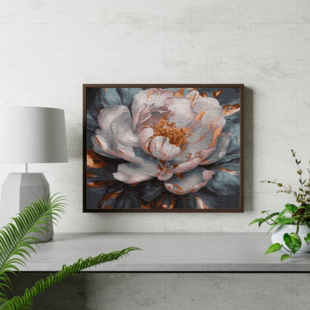 Malowanie Po Numerach Zestaw Zimna Piwonia 40x50 Złota Farba