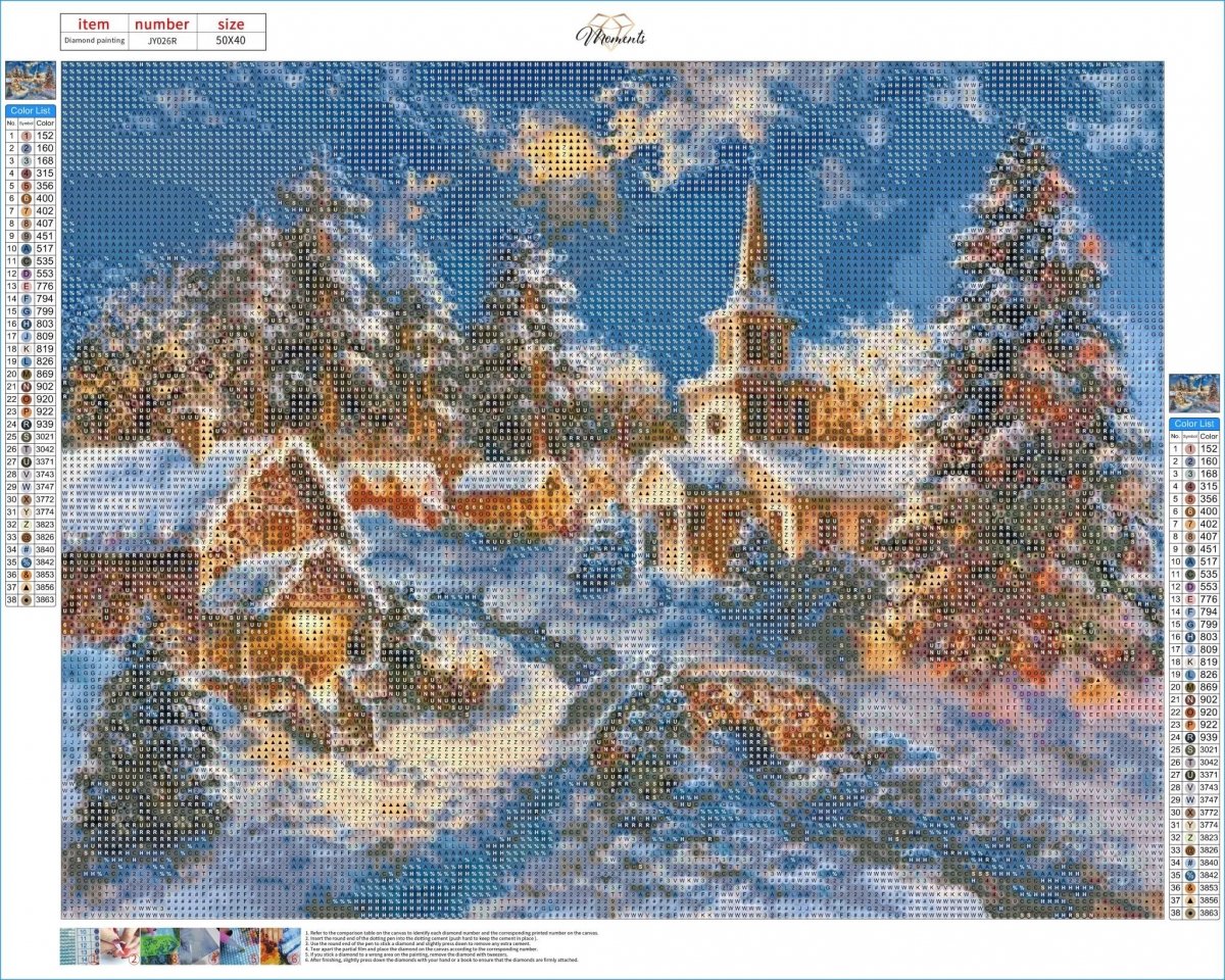 Haft Diamentowy Świąteczne Miasteczko 40x50