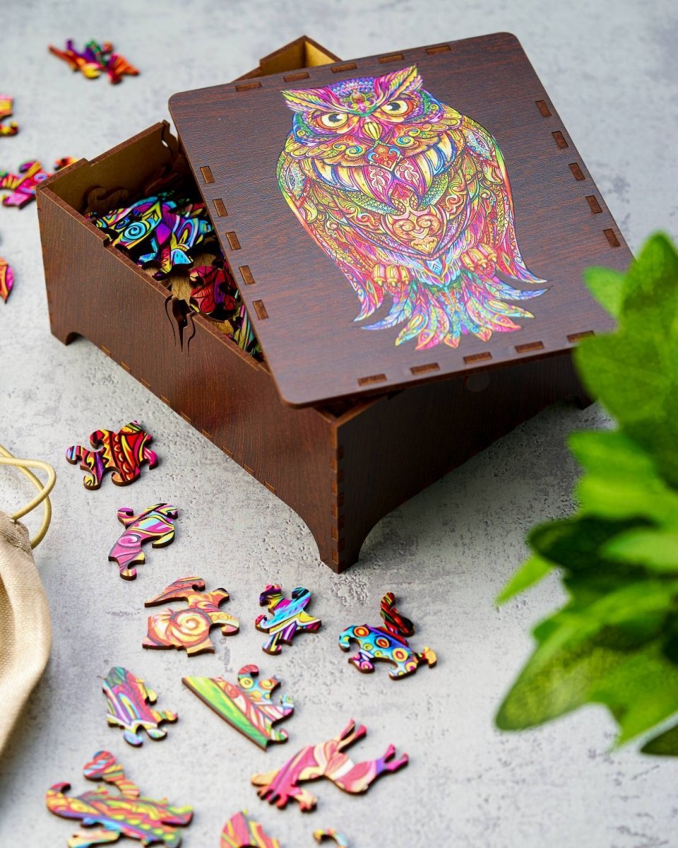 Puzzle Drewniane Mądra Sowa L