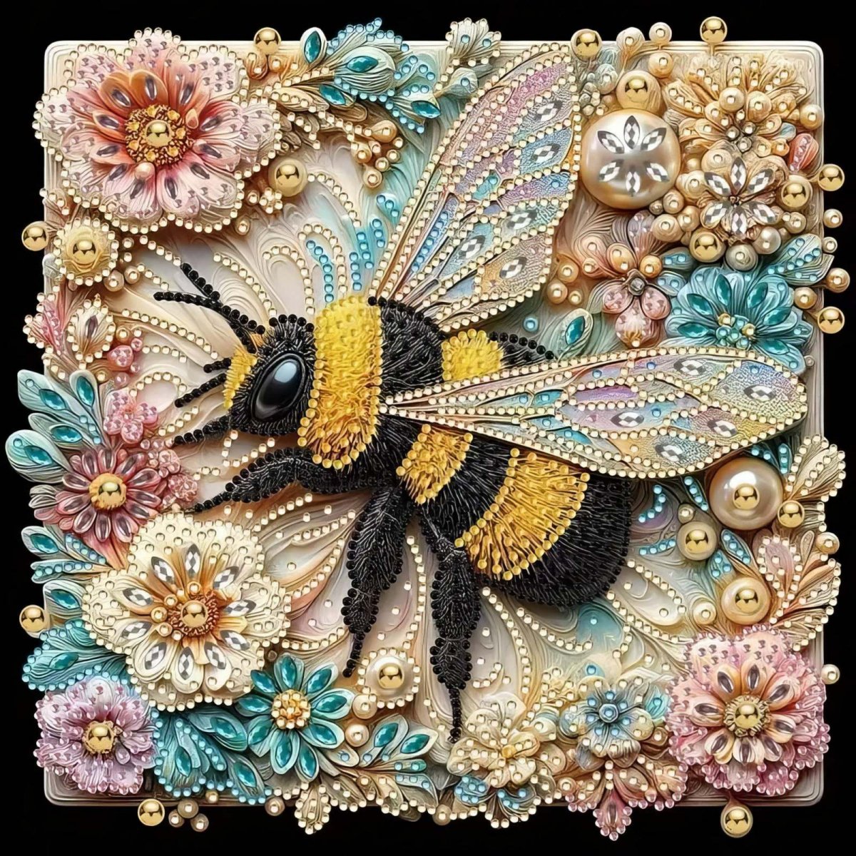 Haft Diamentowy Pszczółkowe Szczęście 30x30 cm