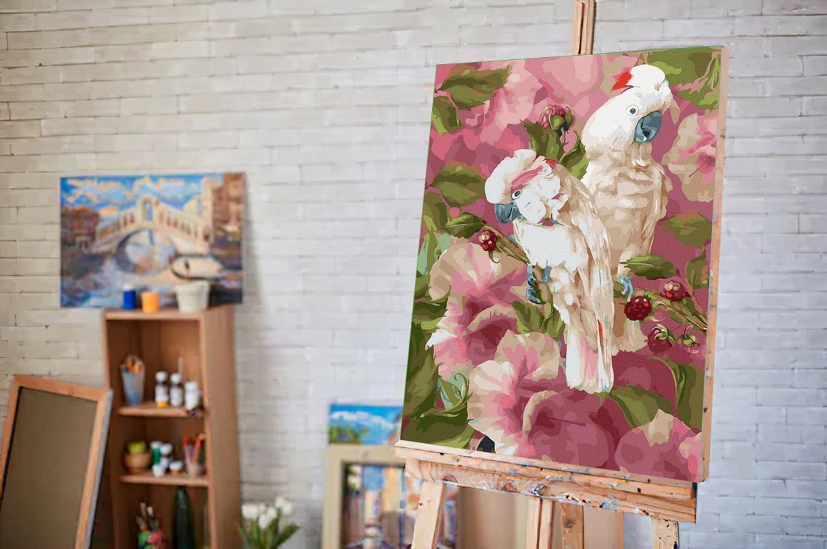 Malowanie Po Numerach Zestaw Papugi 40x50