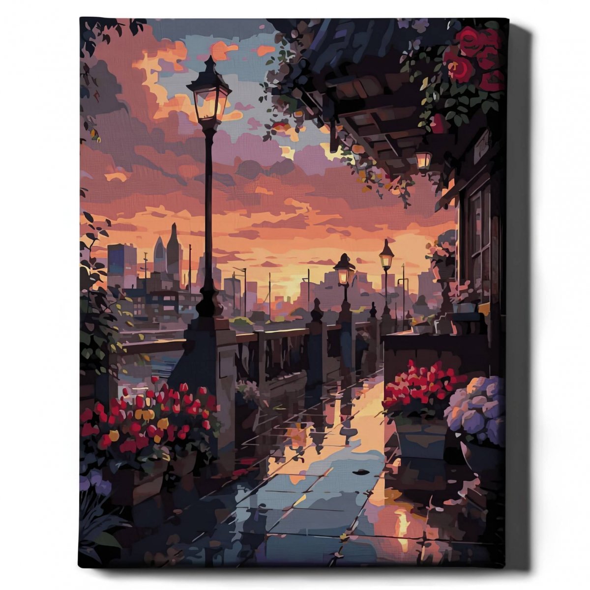 Malowanie Po Numerach Zestaw Miasto o Zachodzie 40x50