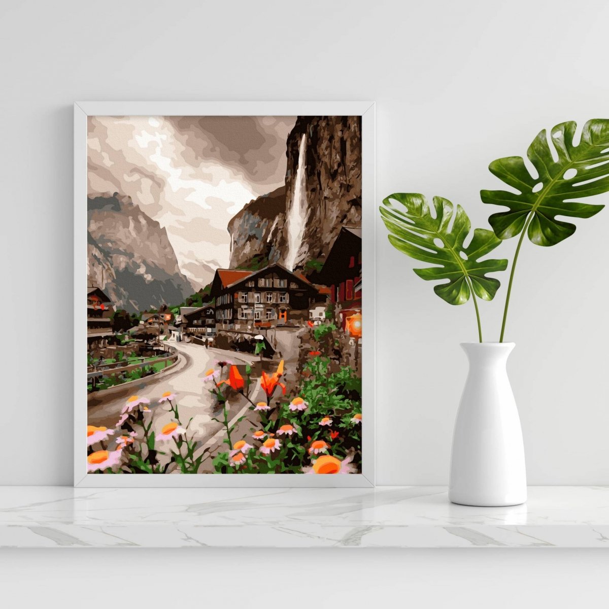 Malowanie Po Numerach Zestaw Deszcz w Górach 40x50
