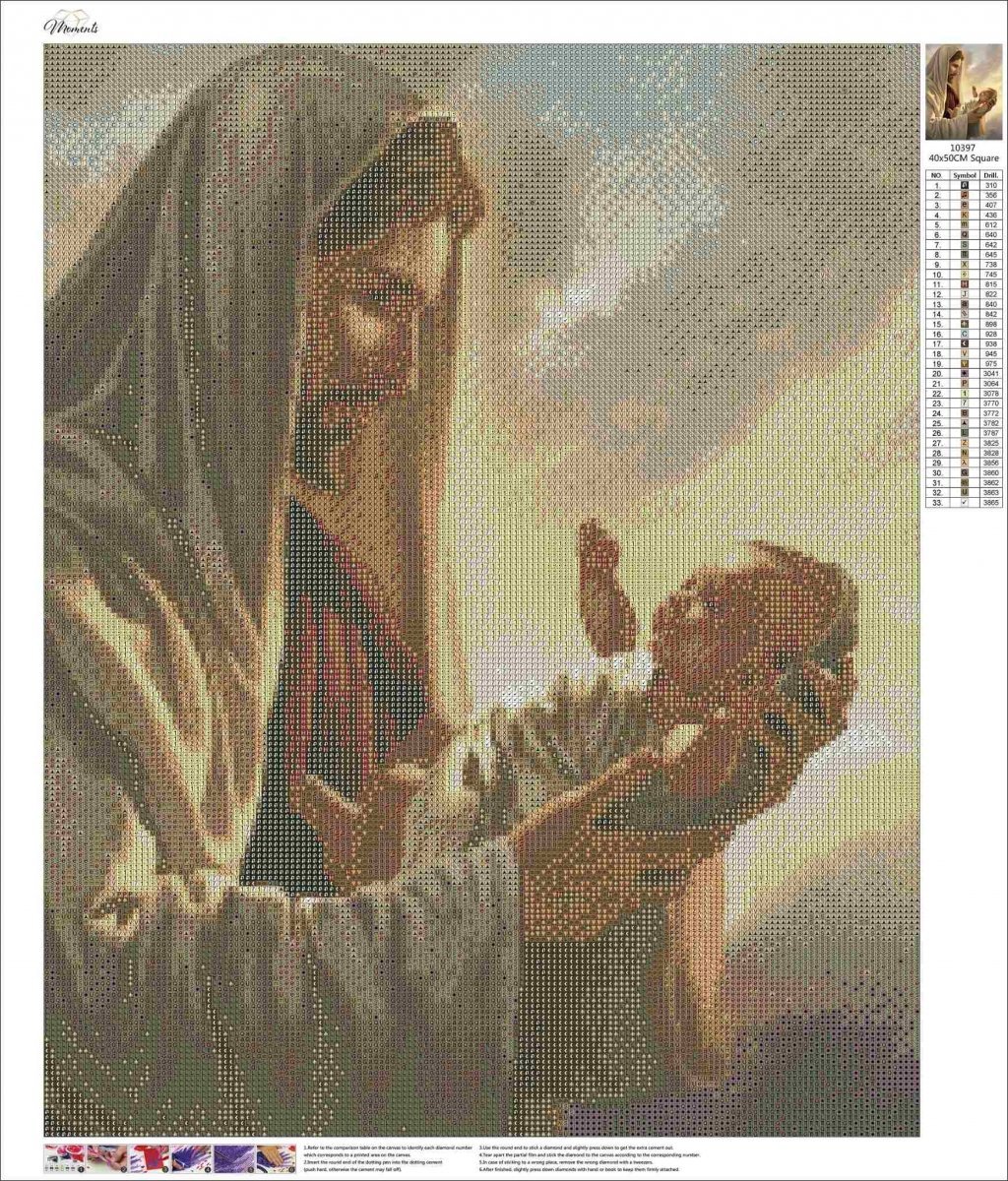 Haft Diamentowy Jezus z Dzieciątkiem 45x55 K