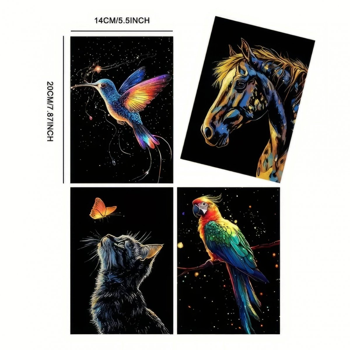 Świecąca w Ciemności Zdrapka Barwy Natury (4szt.) 20x14 cm