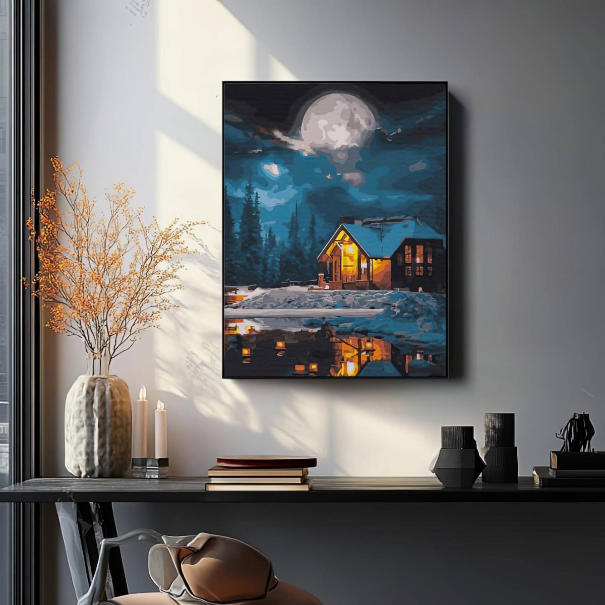 Malowanie Po Numerach Zestaw Leśna Noc 40x50