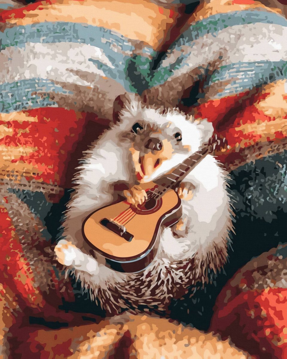 Malowanie Po Numerach Zestaw Jeż z Gitarą 40x50
