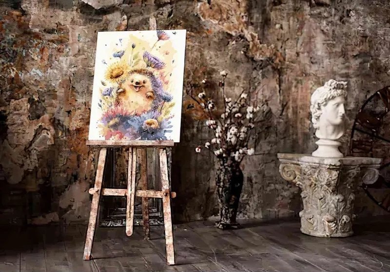 Malowanie Po Numerach Zestaw Akwarelowy Jeż 40x50