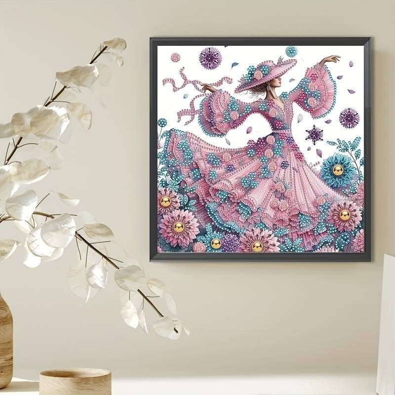 Haft Diamentowy Kobieta i Magia Kwiatów 30x30 cm