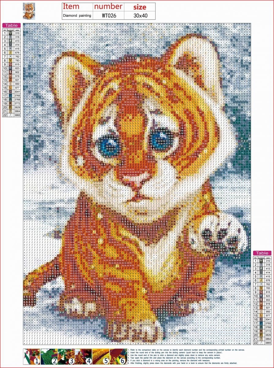Haft Diamentowy Uroczy Tygrysek 30x40 cm