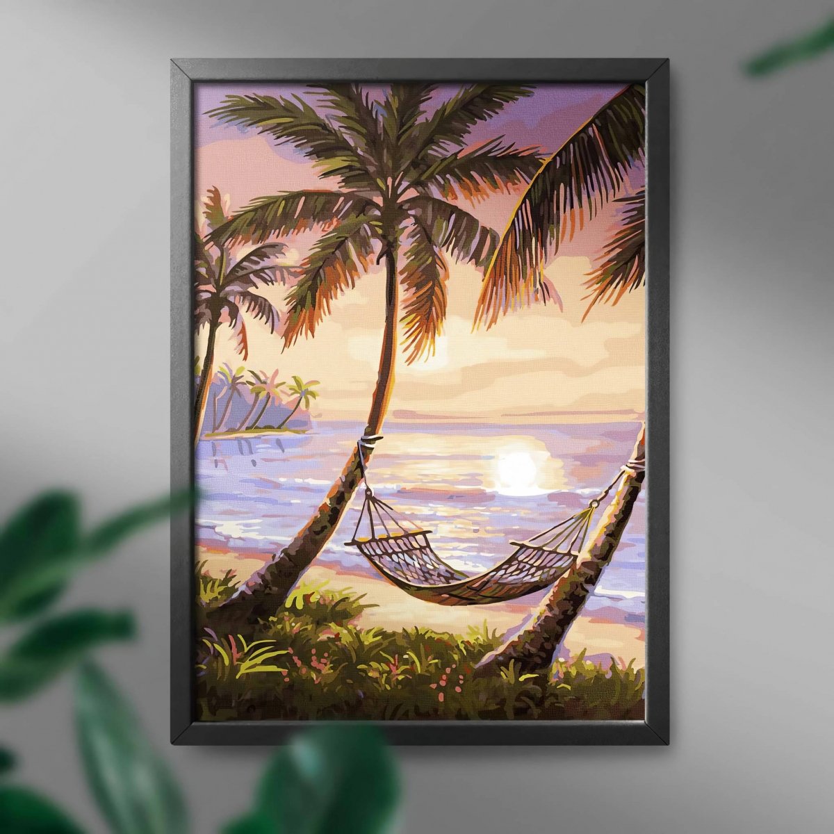 Malowanie Po Numerach Zestaw Palmy na Brzegu 40x50