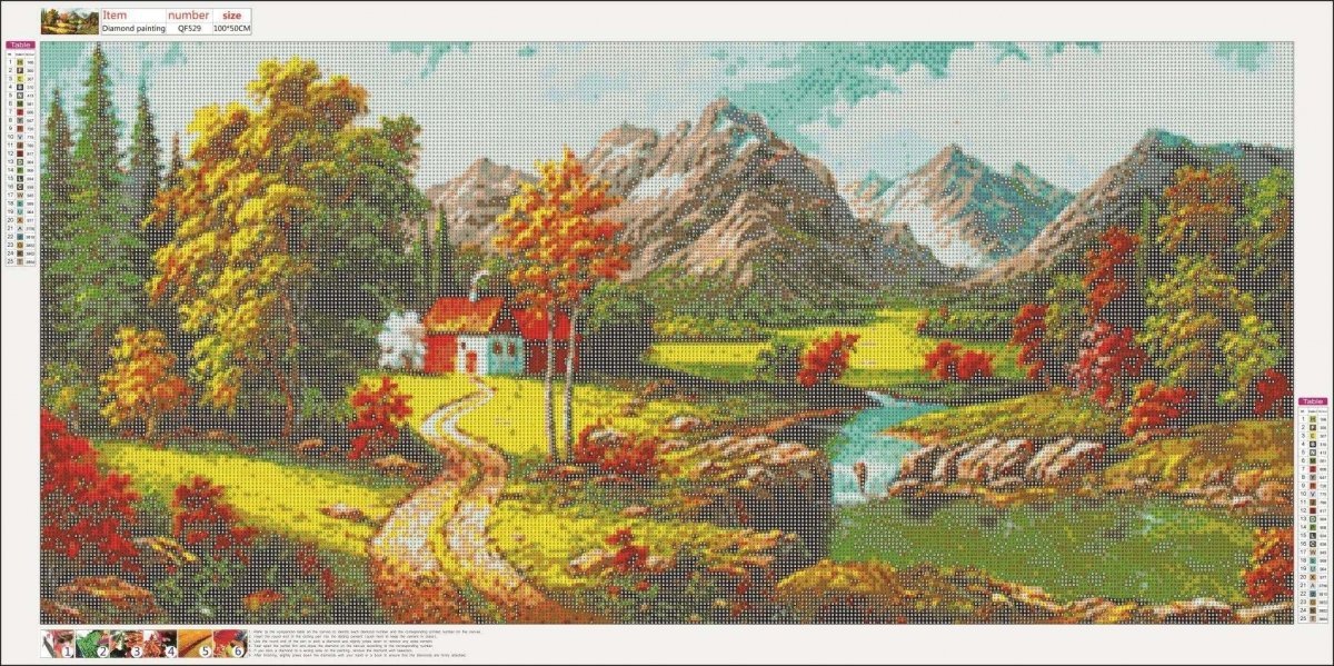 Haft Diamentowy Dom Nad Potokiem 100x50