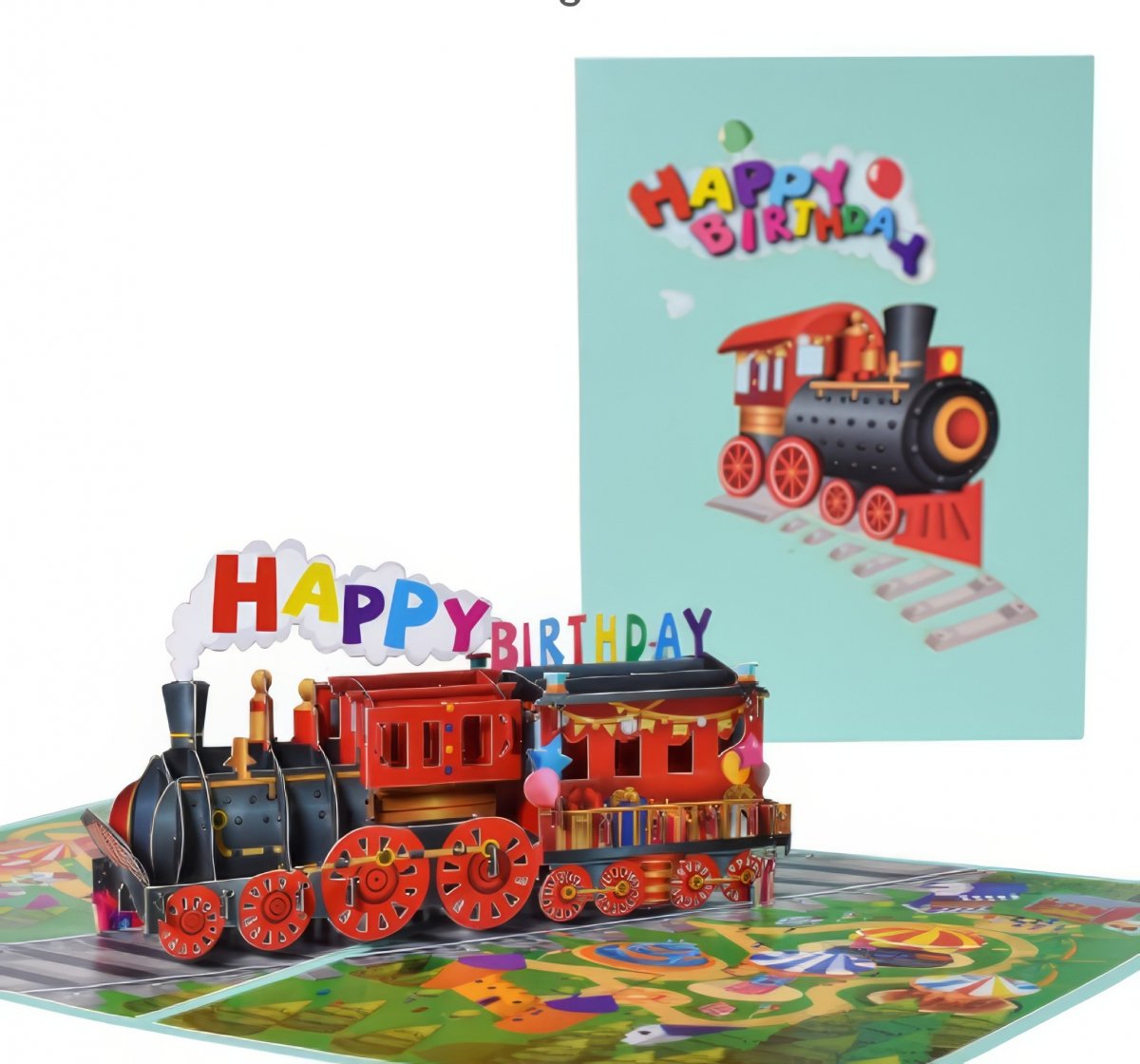 Kartka Pocztowa Okolicznościowa 3D Pop-up Urodziny - Pociąg