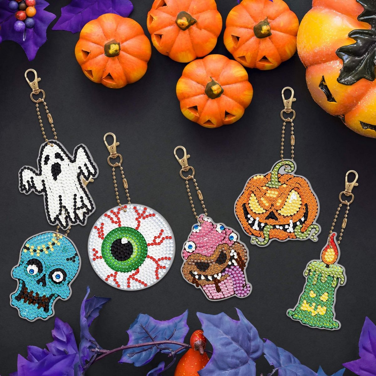 Haft Diamentowy Zawieszka Brelok Breloczek 6 szt -  Halloween