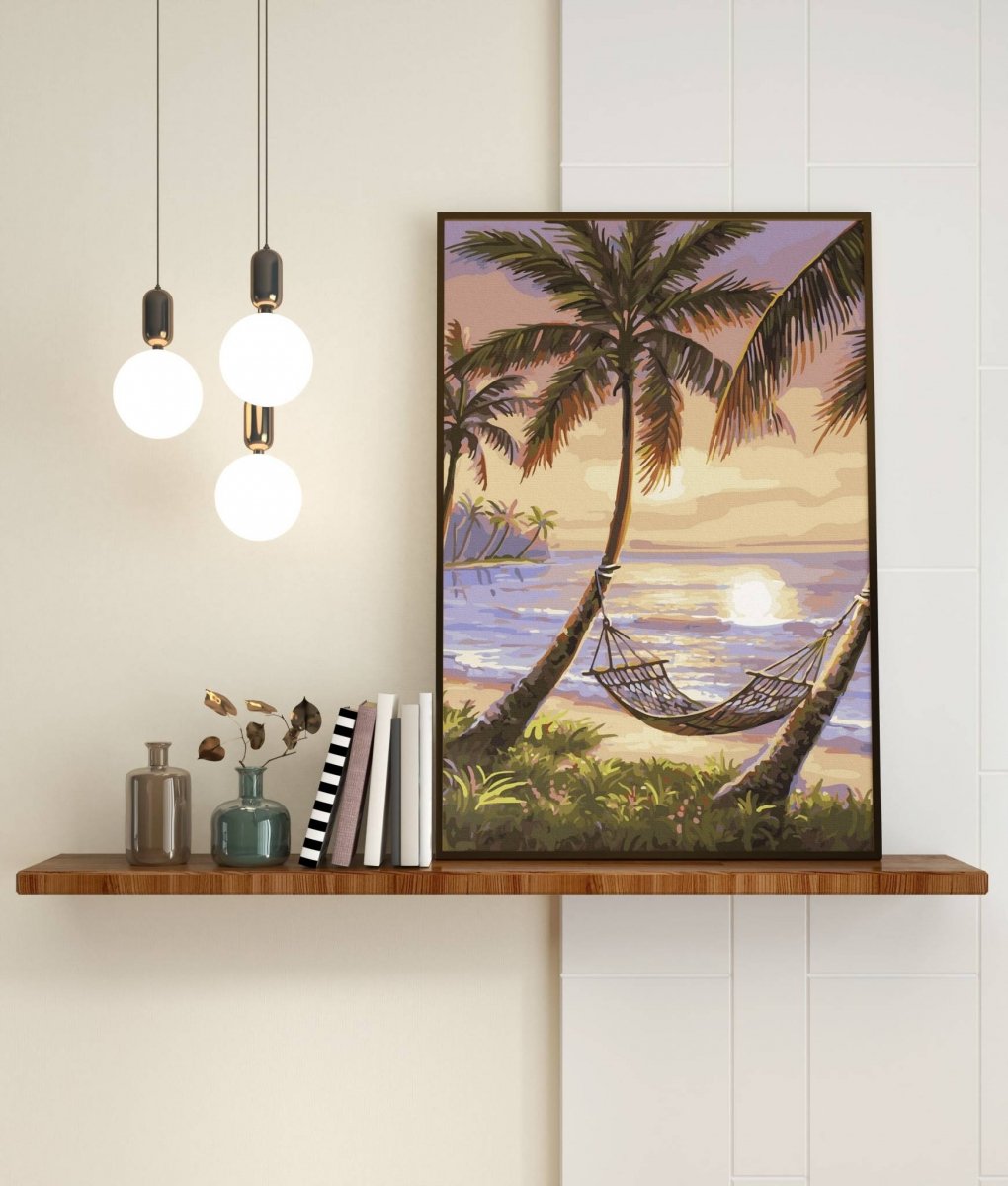 Malowanie Po Numerach Zestaw Palmy na Brzegu 40x50