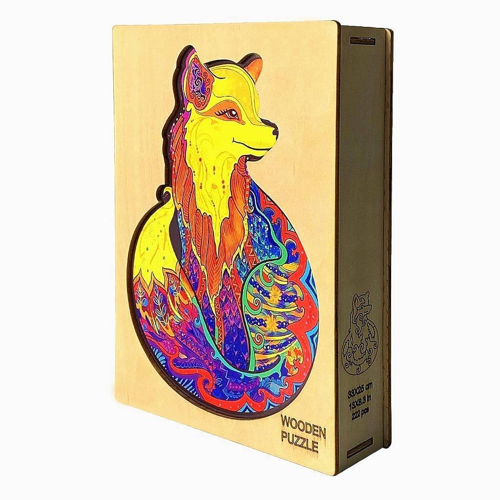 Puzzle Drewniane Kolorowy Lis A4