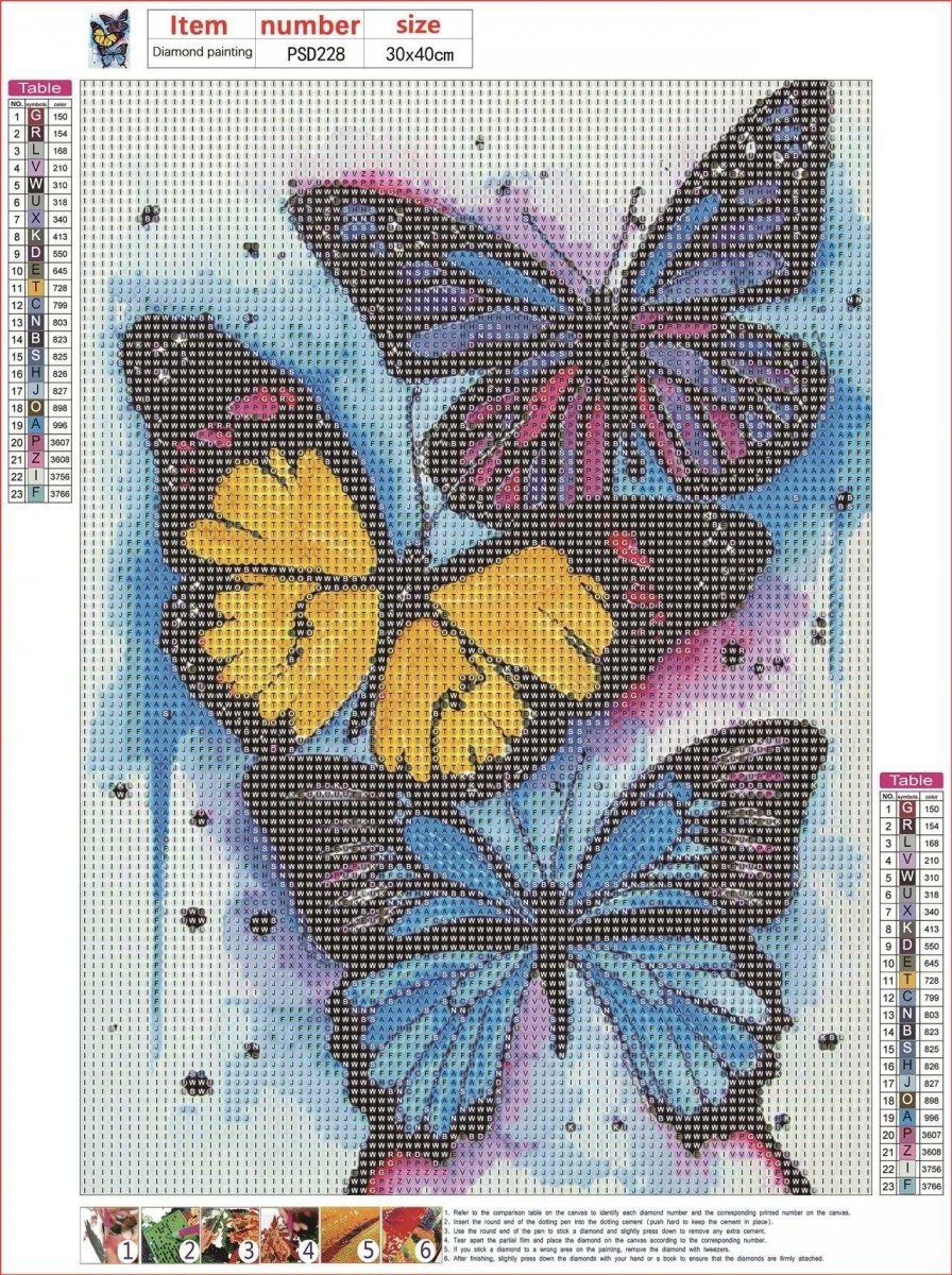 Haft Diamentowy Kolorowe Motyle 30x40 cm