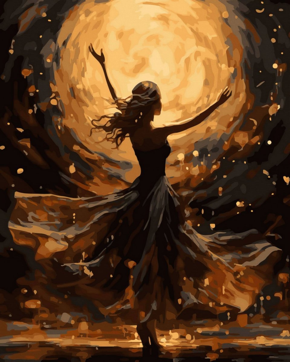 Malowanie Po Numerach Czarne Płótno Zestaw Taniec Dziewczyny 40x50