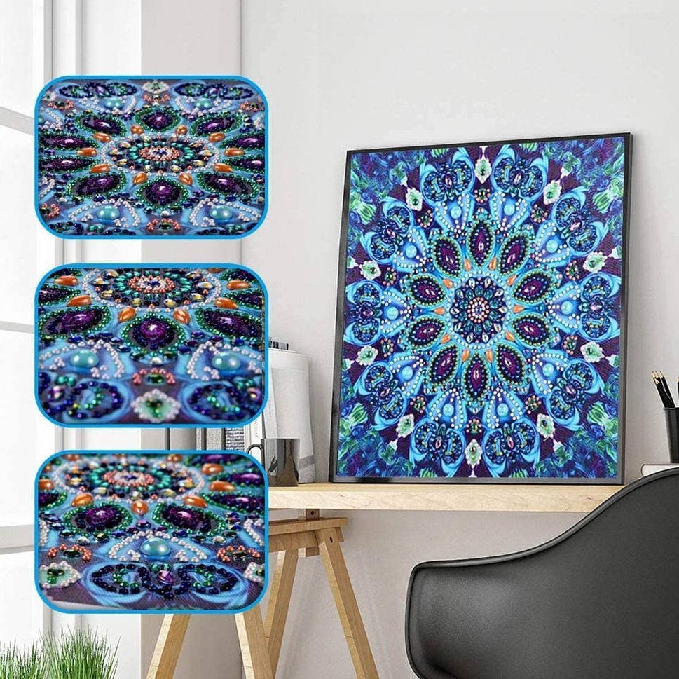 Haft Diamentowy Niebieska Mandala 30x30cm