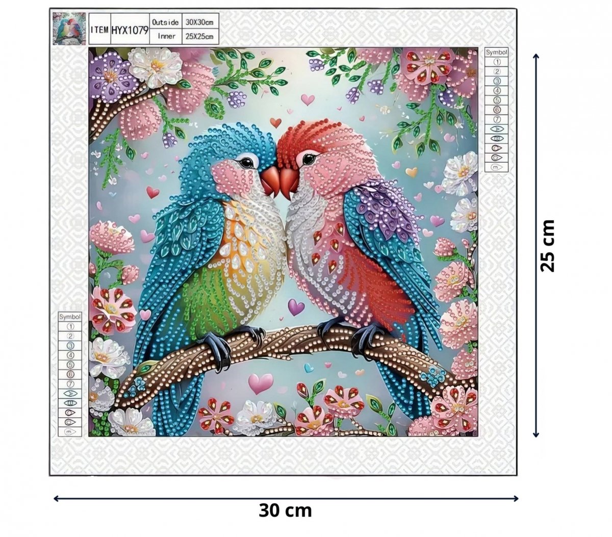 Haft Diamentowy Zakochane Papużki 30x30 cm