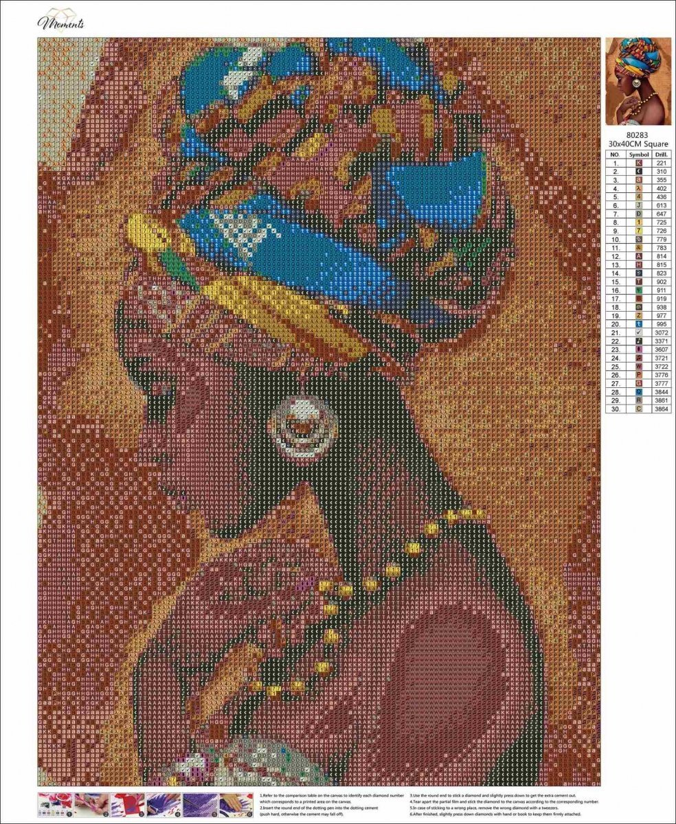 Haft Diamentowy Afrykańska Kobieta 35x45 cm K