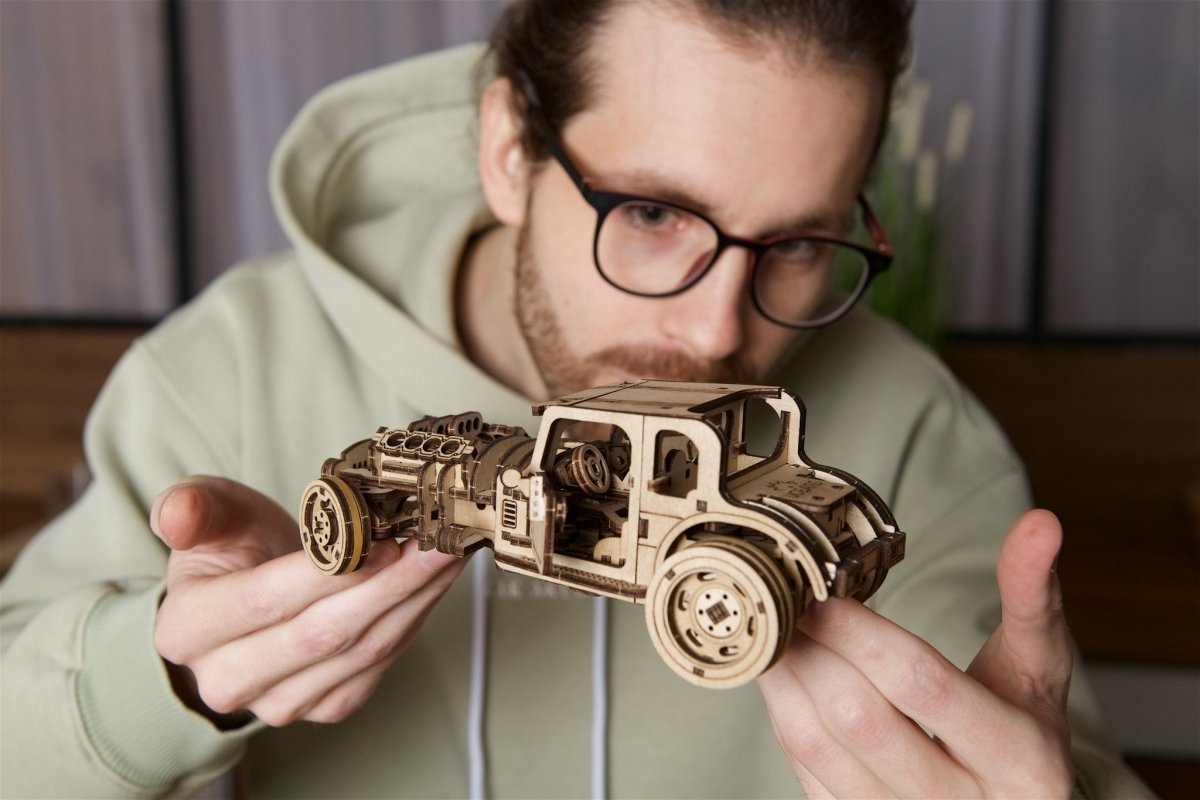 Puzzle 3D Drewniane Hot Rod Furious Mouse uGEARS