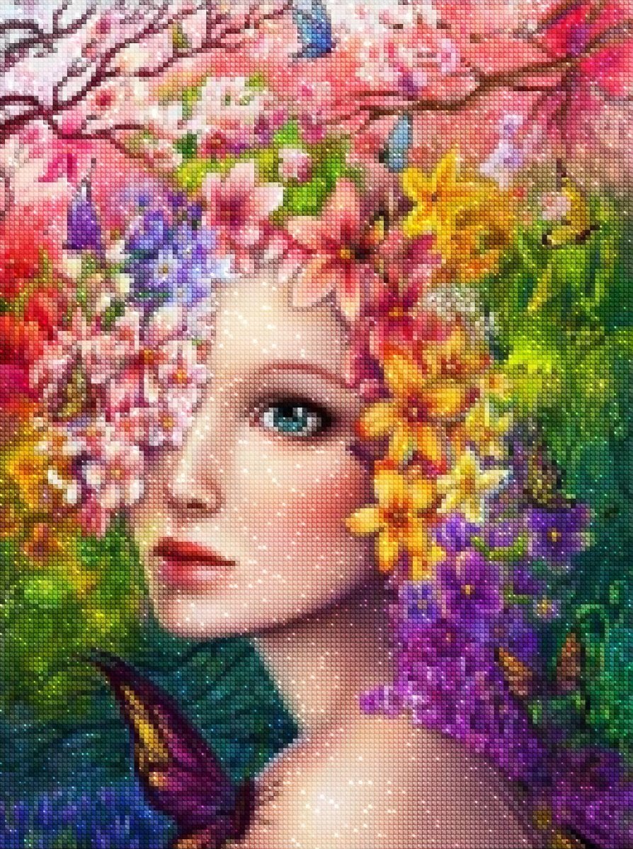 Haft Diamentowy Wiosenna Kobieta 35x45 cm K
