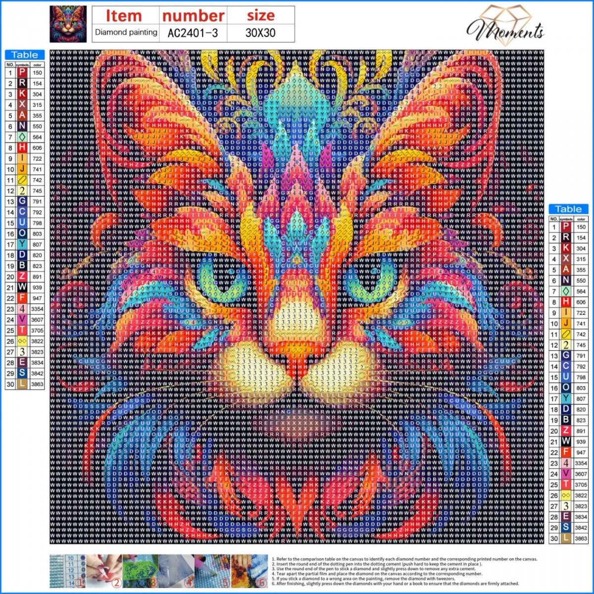 Haft Diamentowy Baśniowy Kot 30x30 cm