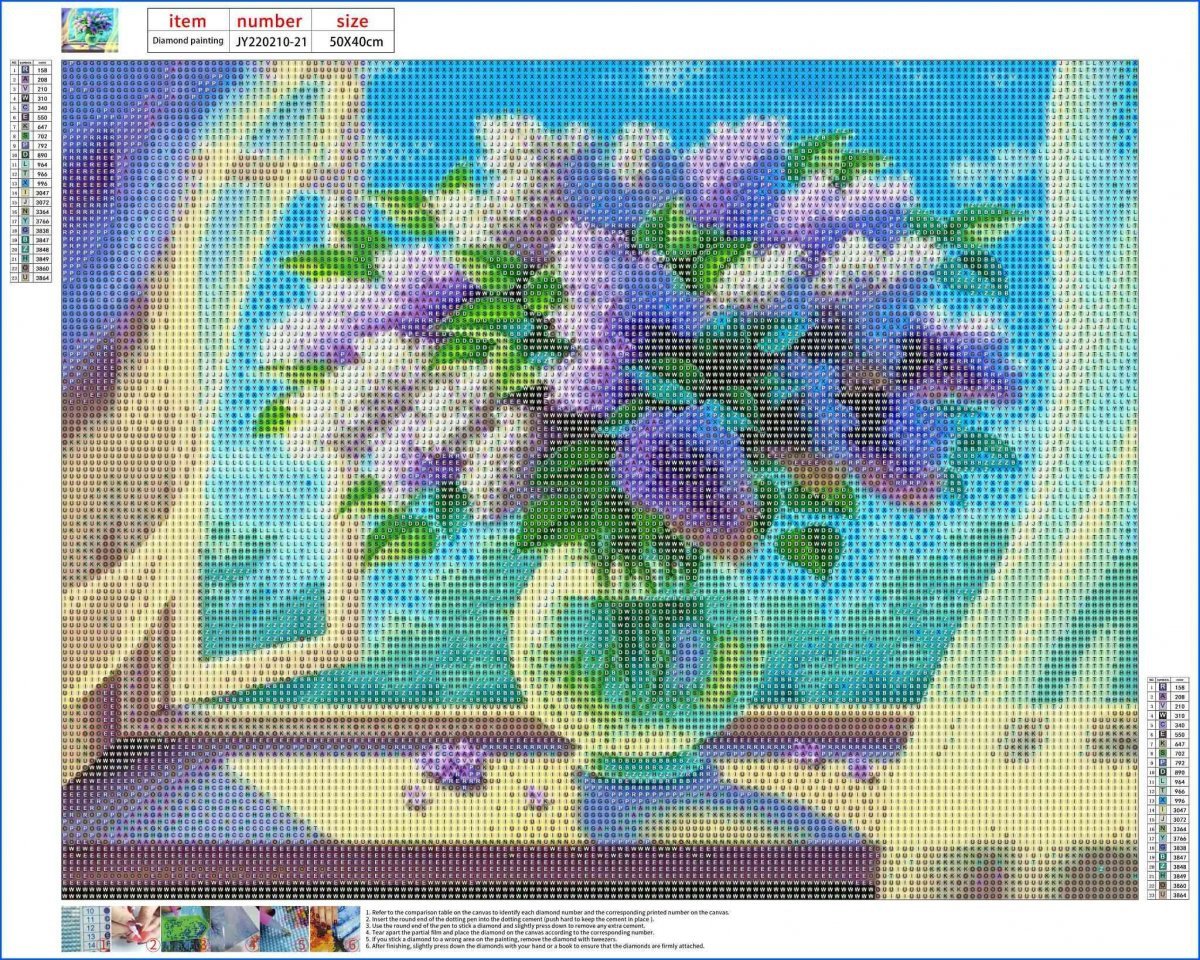 Haft Diamentowy Romantyczny Bez 40x50