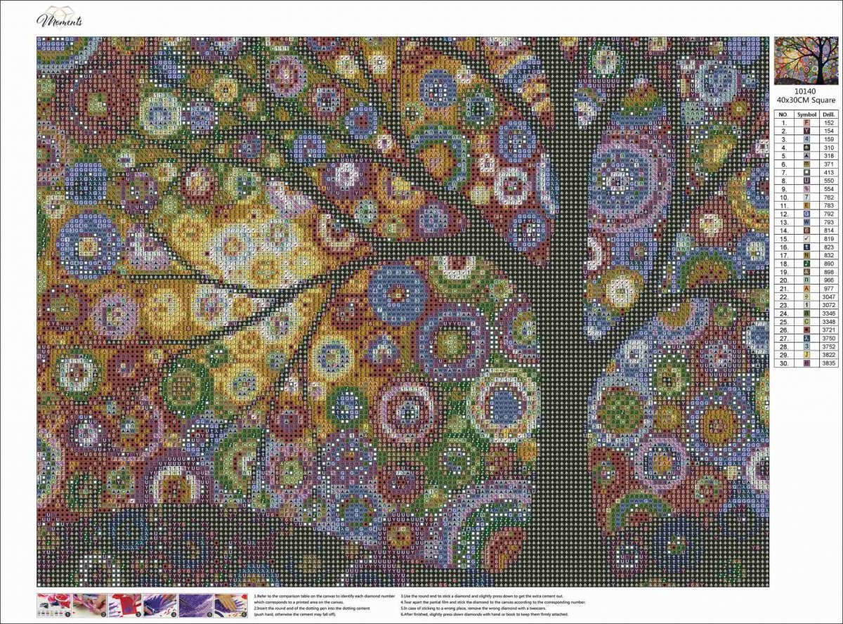 Haft Diamentowy Drzewo Tysiąca Kolorów 45x35 K