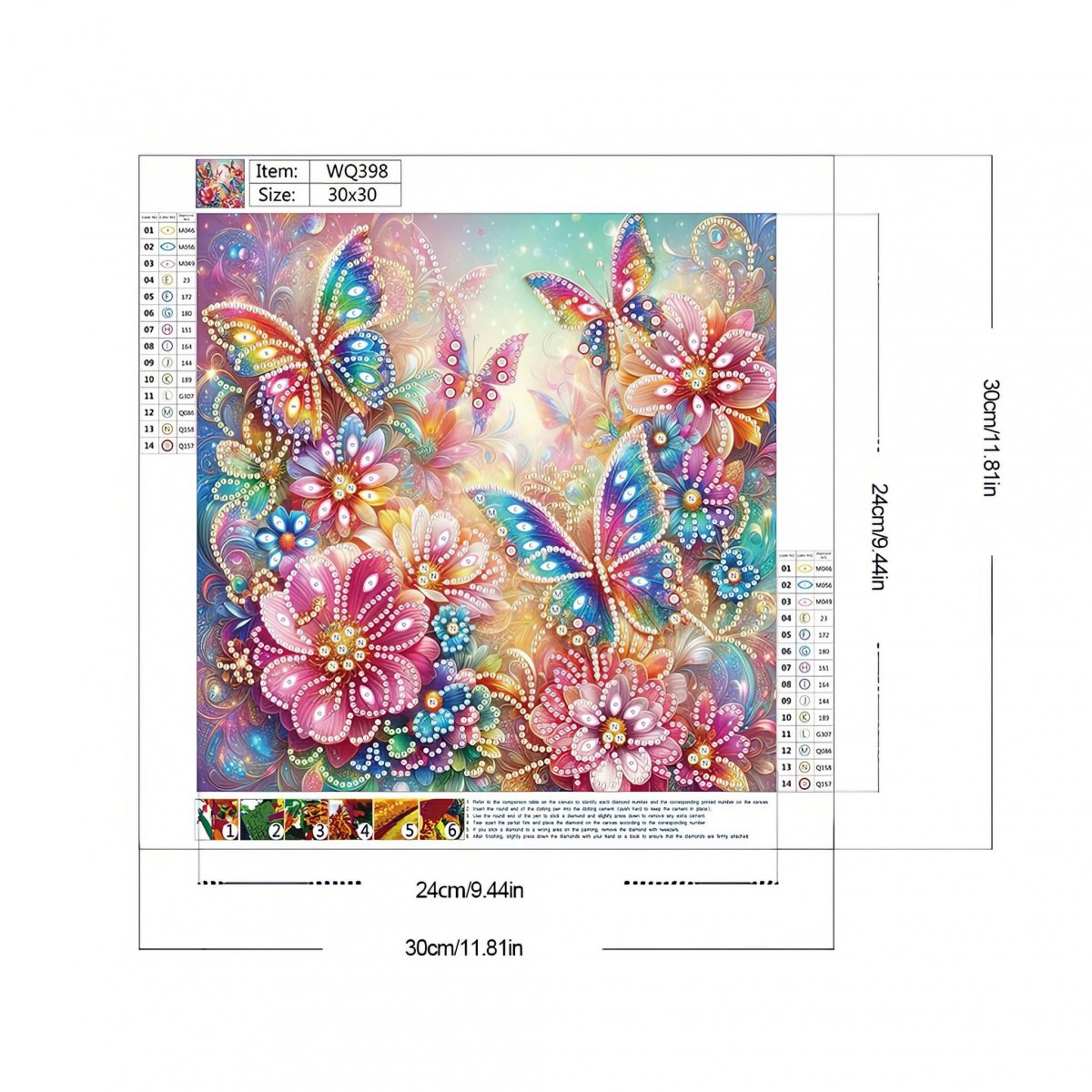 Haft Diamentowy W Ogrodzie Motyli 30x30 cm