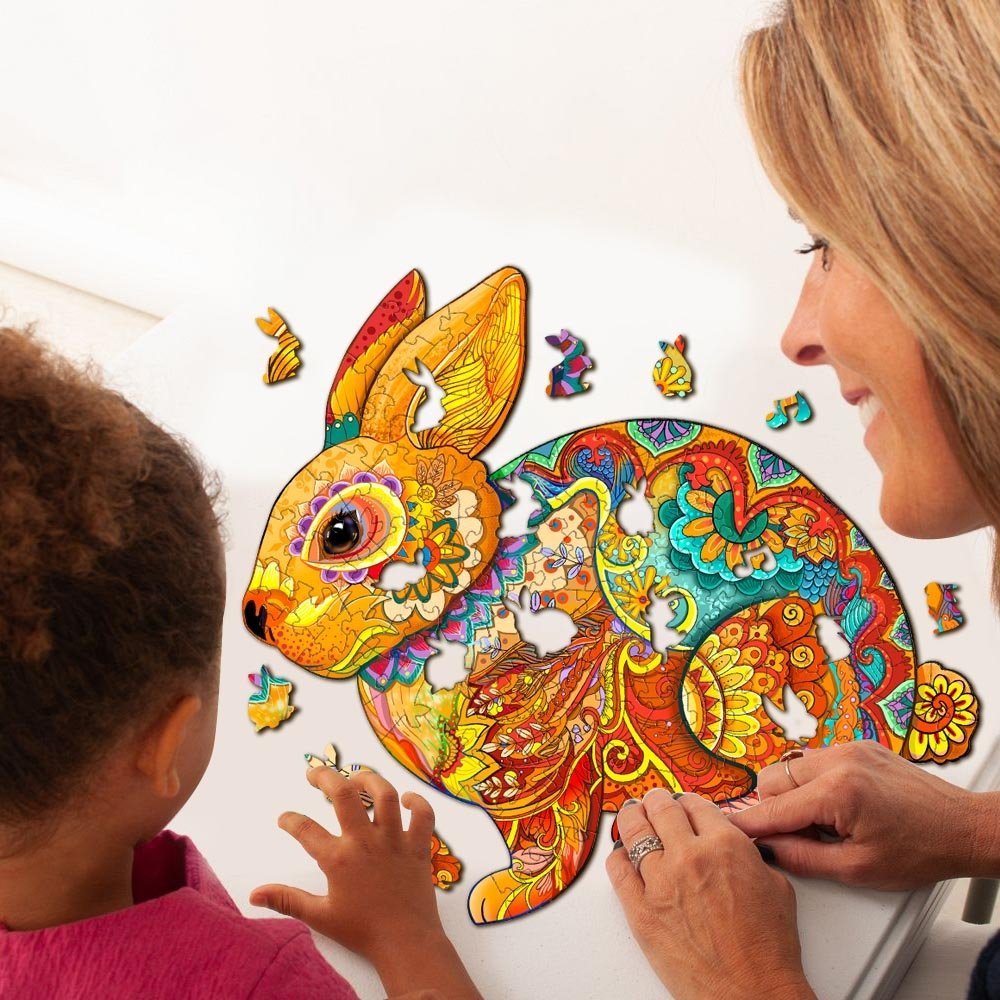 Puzzle Drewniane Szczęśliwy Królik S