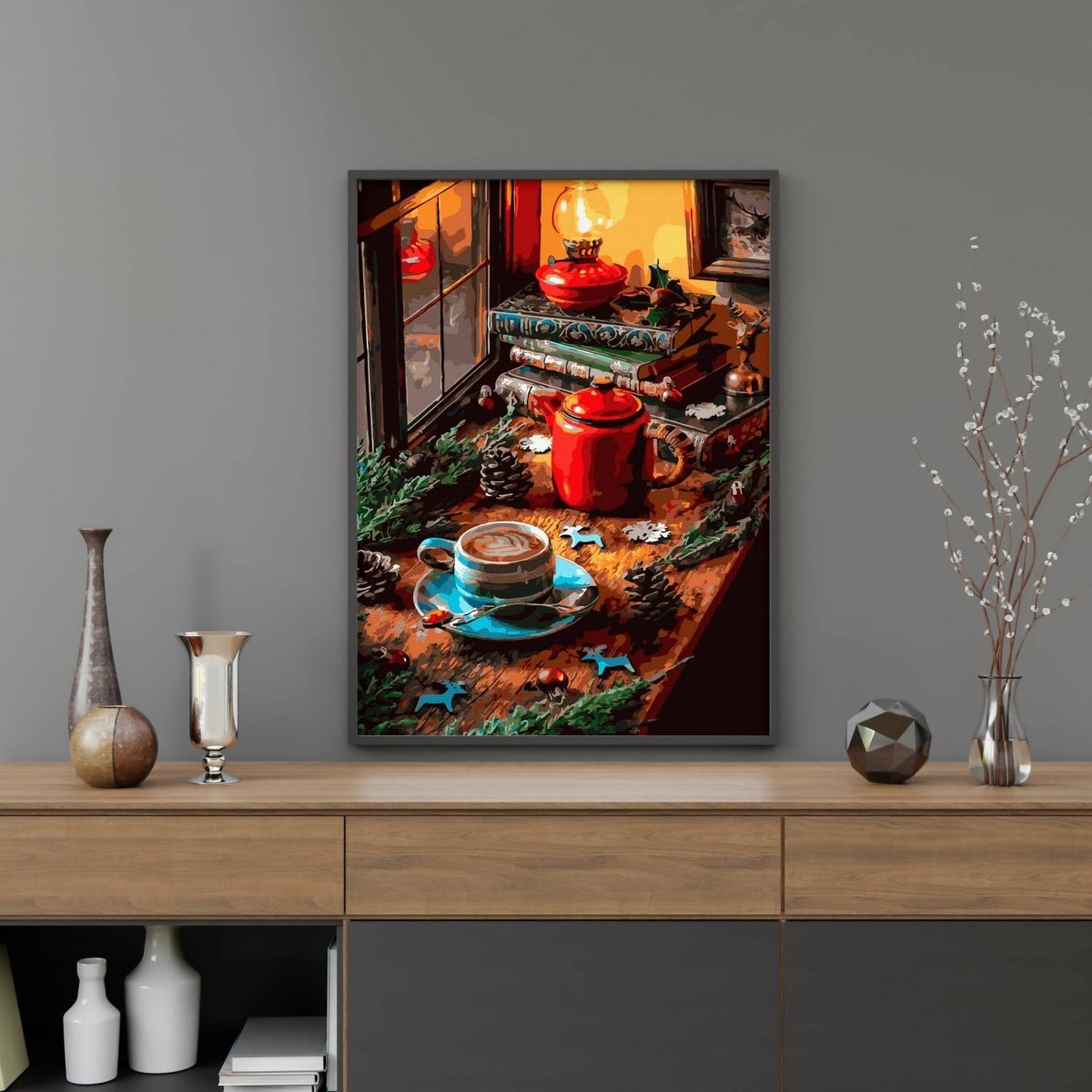 Malowanie Po Numerach Zestaw Cappuccino przy Oknie 40x50