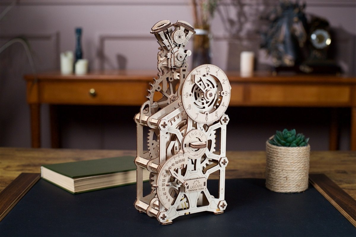 Puzzle 3D Drewniane Zegar Engine Clock uGEARS