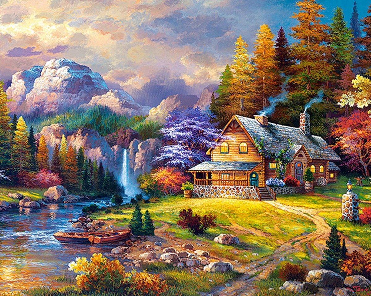 Haft Diamentowy Górski Dom 55x75