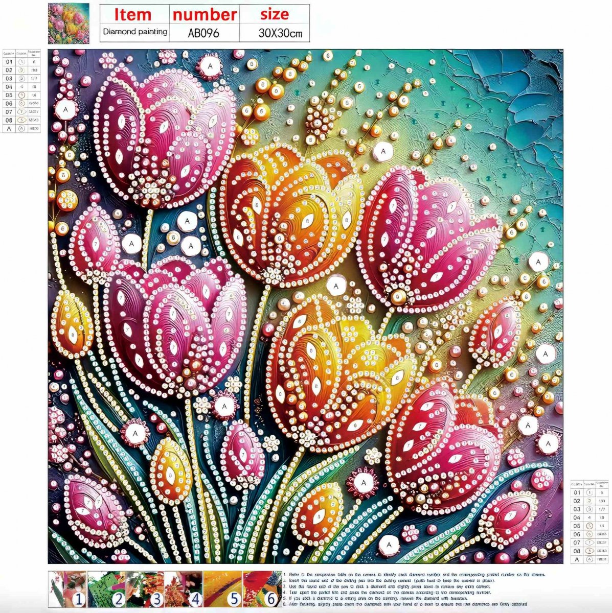 Haft Diamentowy Magiczne Tulipany 30x30 cm